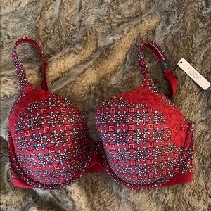 Victoria's Secret Red Patterned Bra
